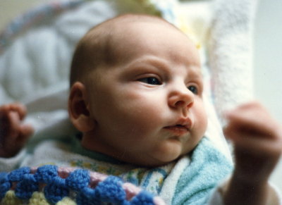 Rebekah a few days old--and completely bald