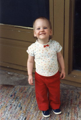 Rebekah as a one year old--and still bald