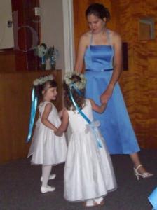 Joanna dancing with flower girls