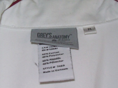 Lab coat tag: Grey's Anatomy