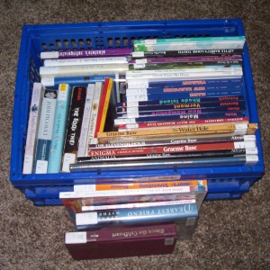 Crate of library books