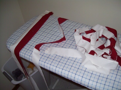 Red and White string quilt