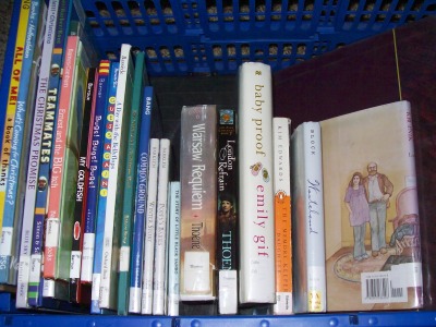 Crate of library books