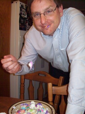 Dad with the Easter Egg leftovers