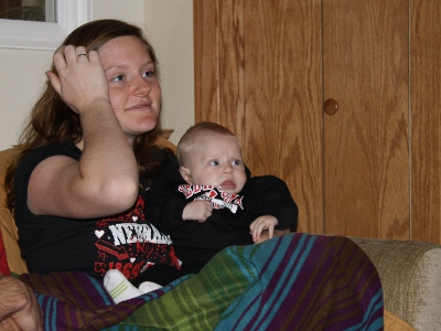 Grace and Little Miss Watching Nebraska Football