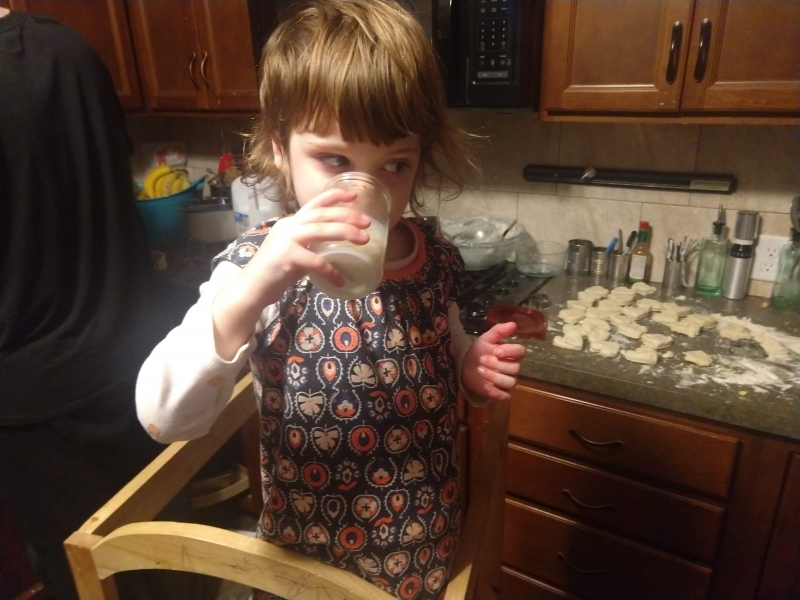 Tirzah Mae drinking the buttermilk