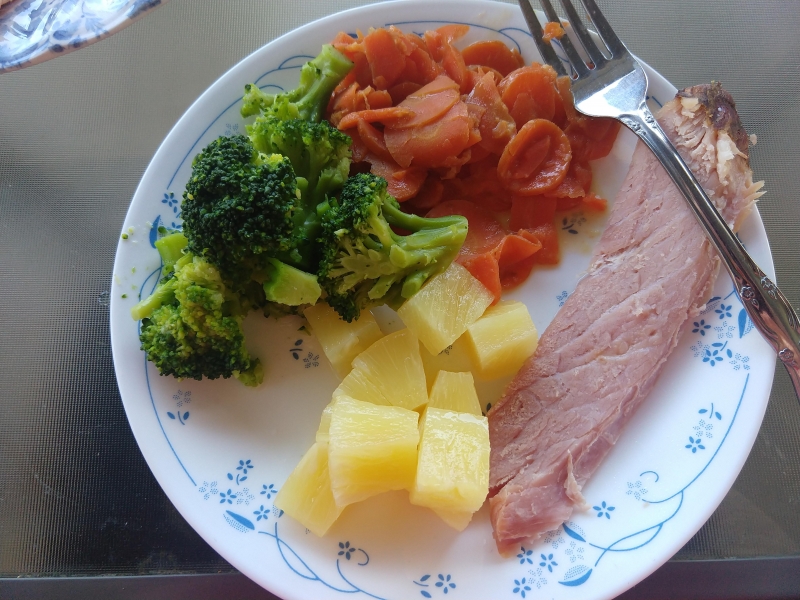 Ham, Pineapple, Maple Mustard Carrots, and Broccoli