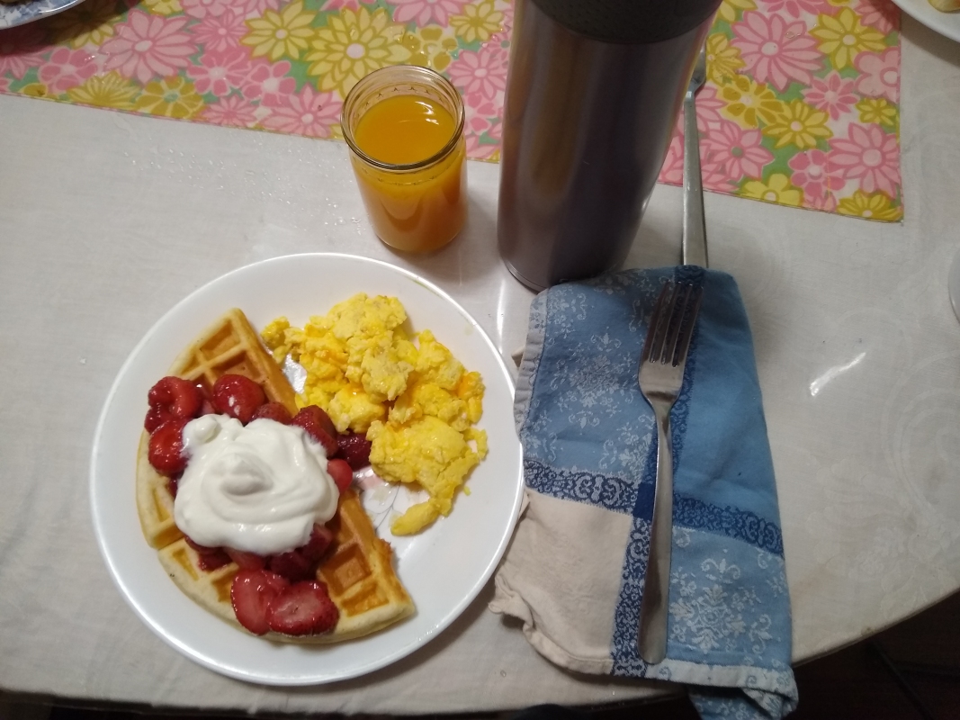 Waffles and Scrambled Eggs