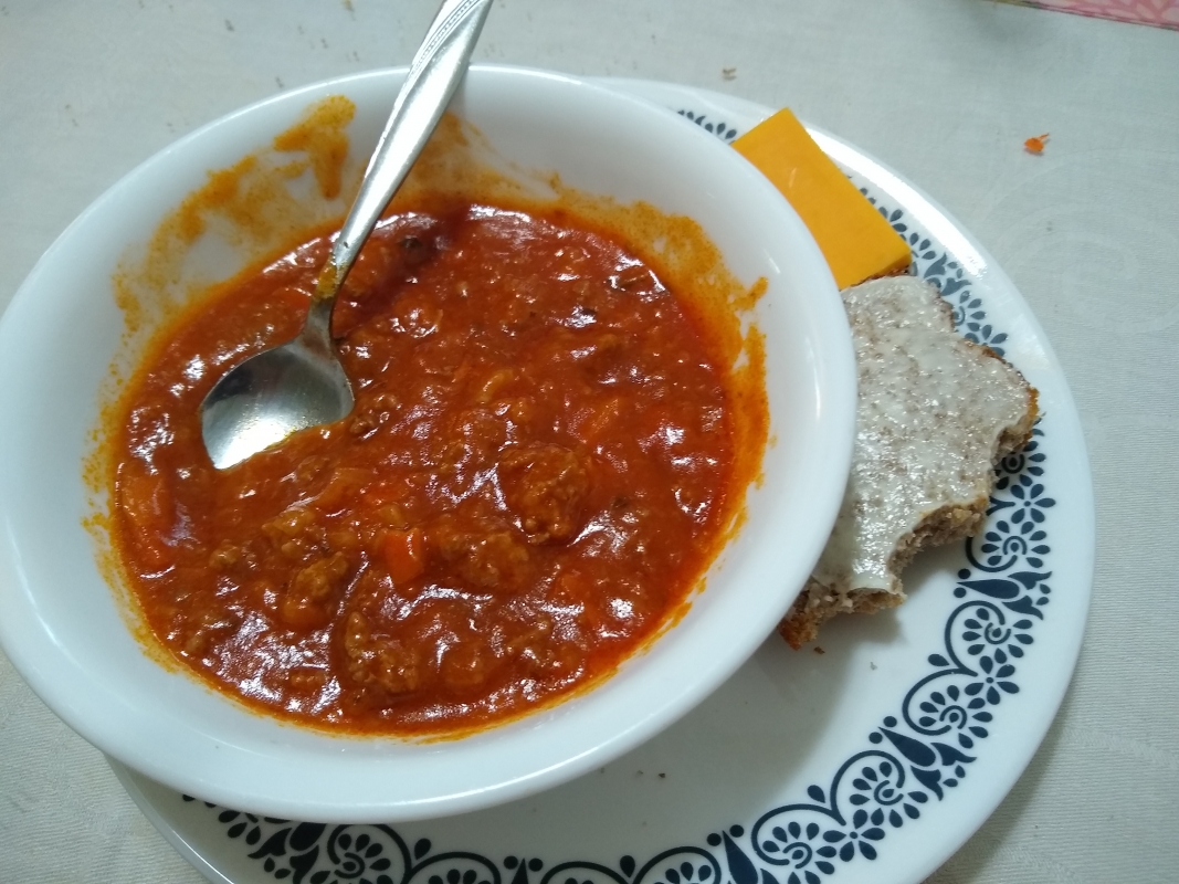 West Virginia Soup with Cheese and Bread