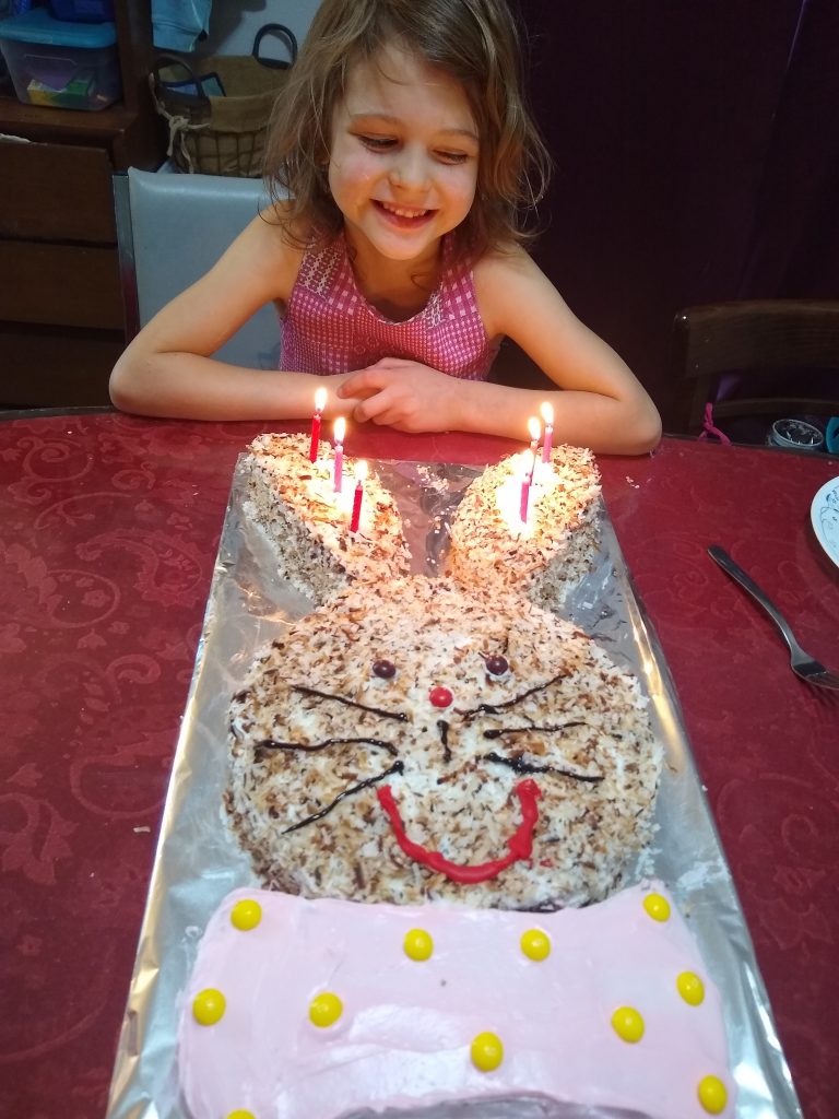 Tirzah Mae and her bunny cake