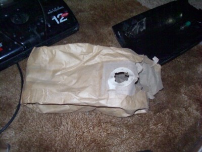 Torn vacuum cleaner bag