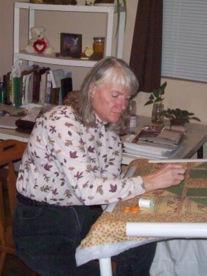 Mom quilting for her and Dad