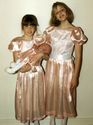 The girls in Mom-made dresses